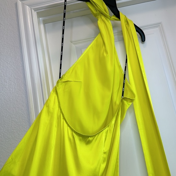 New SER.O.YA MARISSA SILK DRESS NEON LIME YELLOWISH SIZE small - Picture 10 of 13
